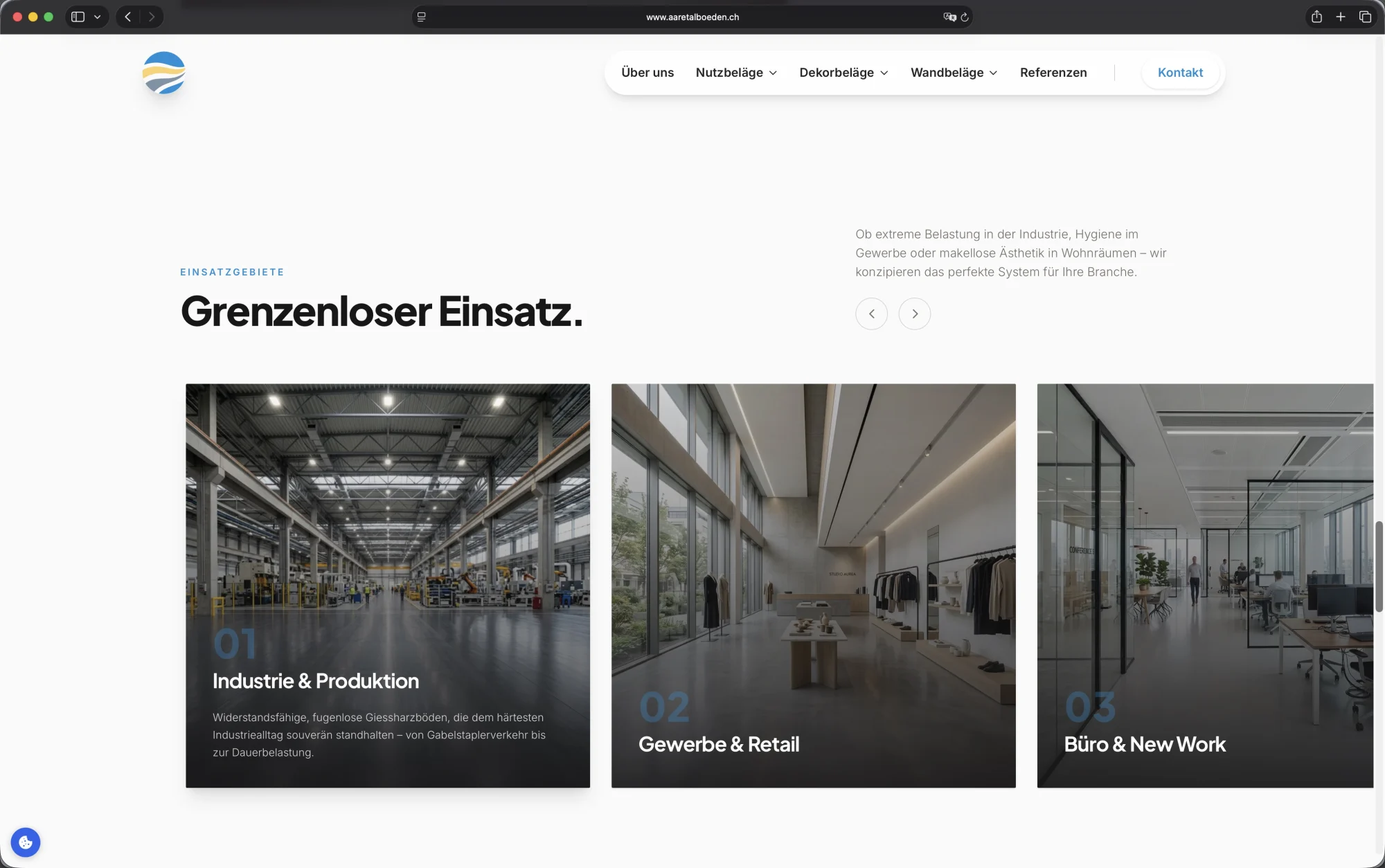 Aaretal Böden Website – Einsatzgebiete