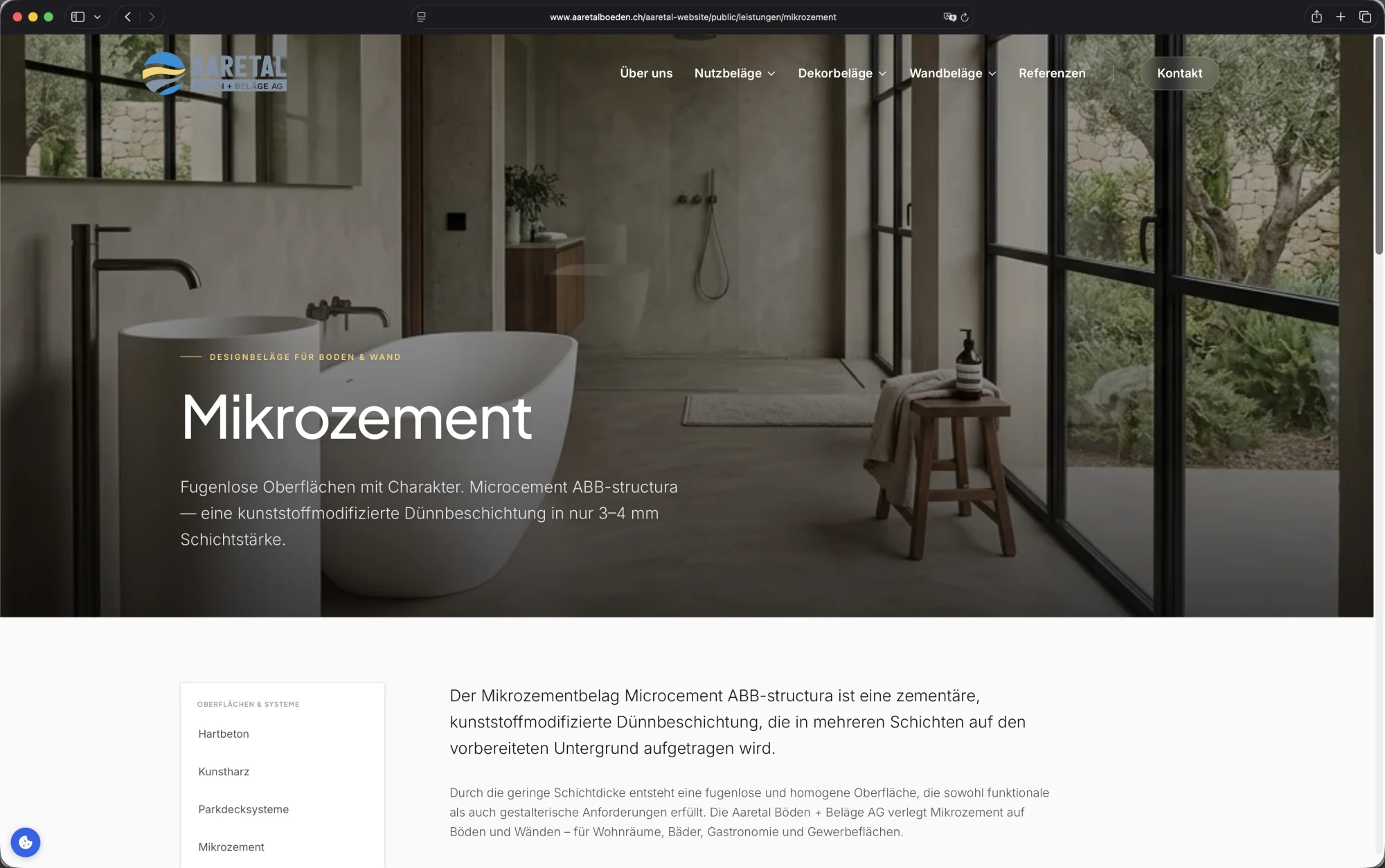Aaretal Böden Website – Mikrozement