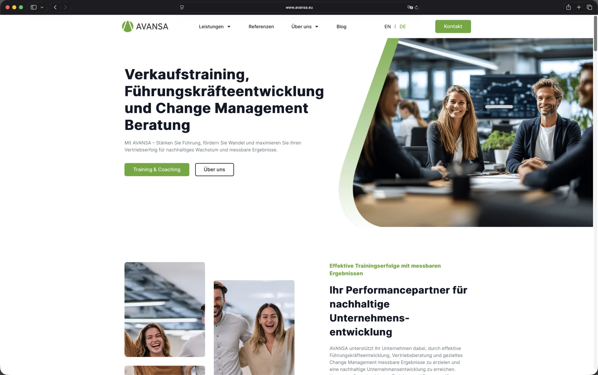 AVANSA Website – Startseite