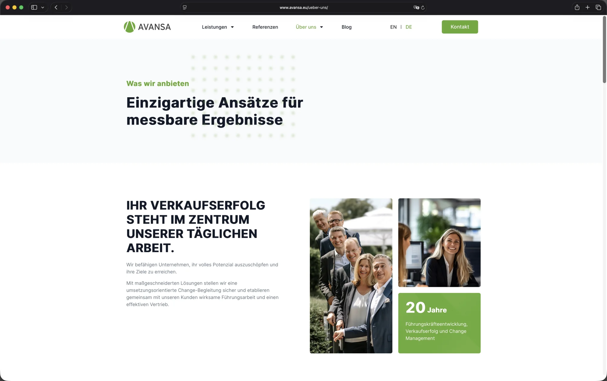 AVANSA Website – Über uns