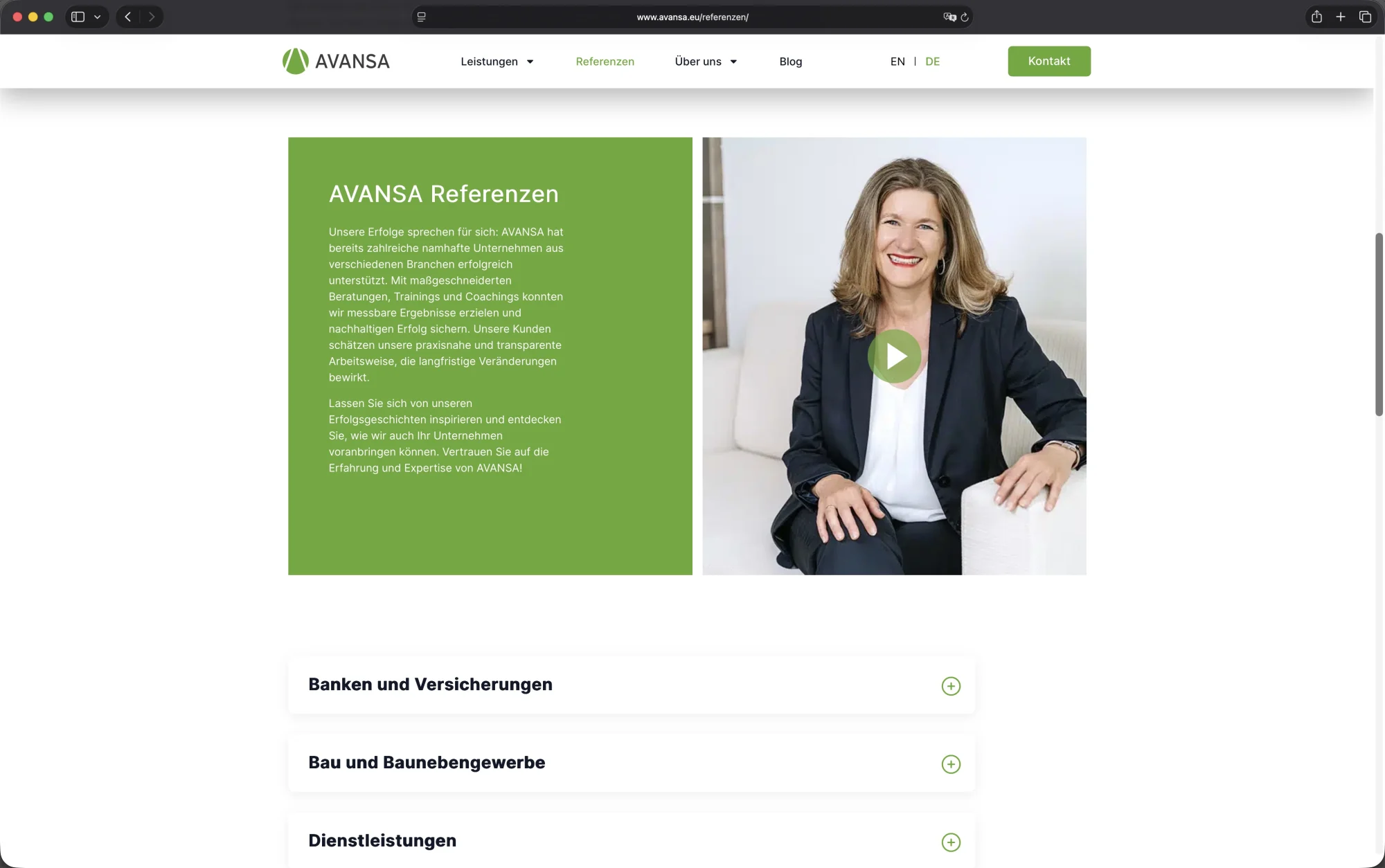 AVANSA Website – Referenzen