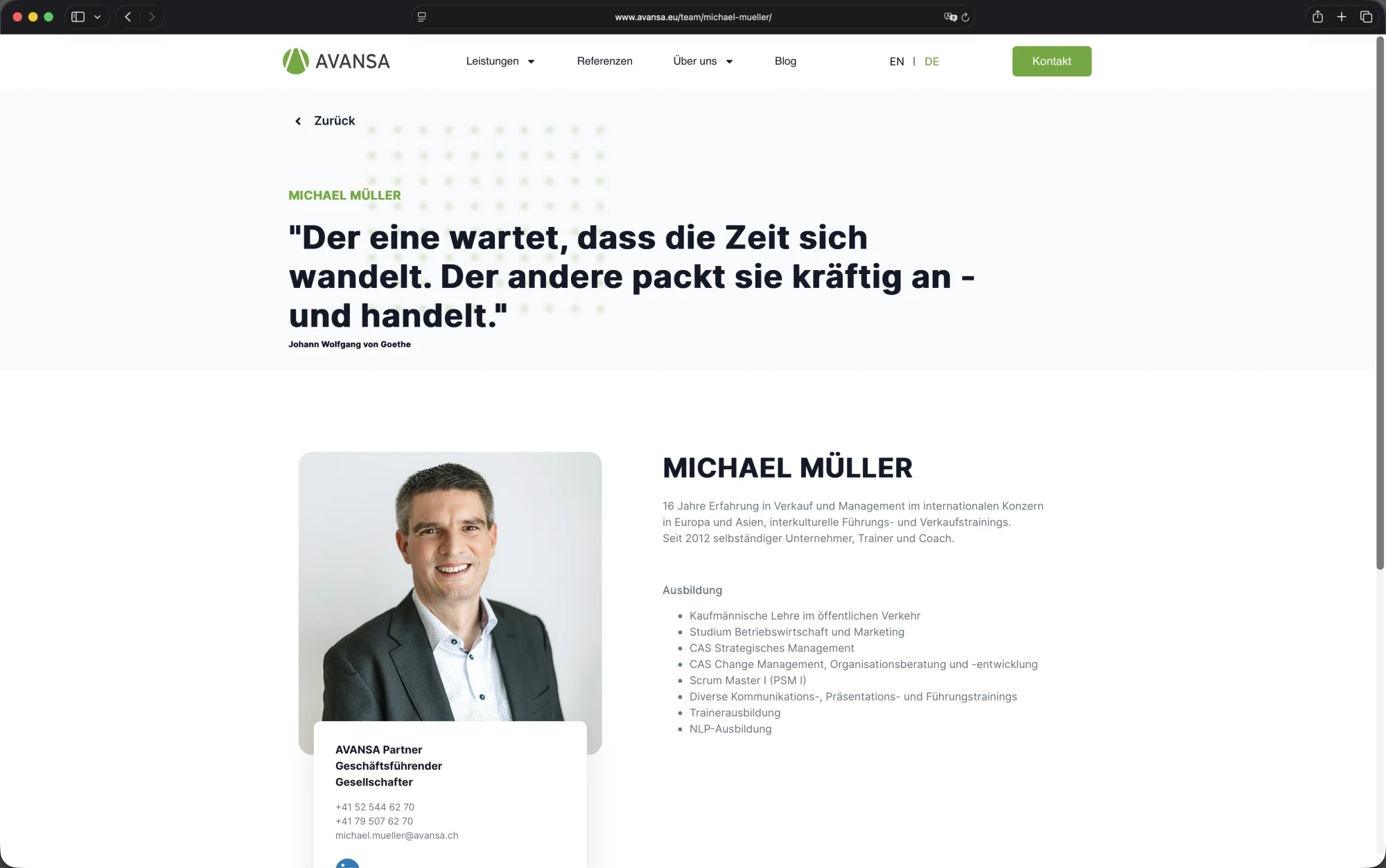 AVANSA Website – Team